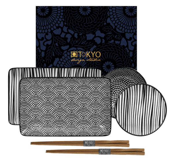 TOKYO DESIGN - COFFRET BOLS ET ASSIETTES NOIRS ET BLANCS